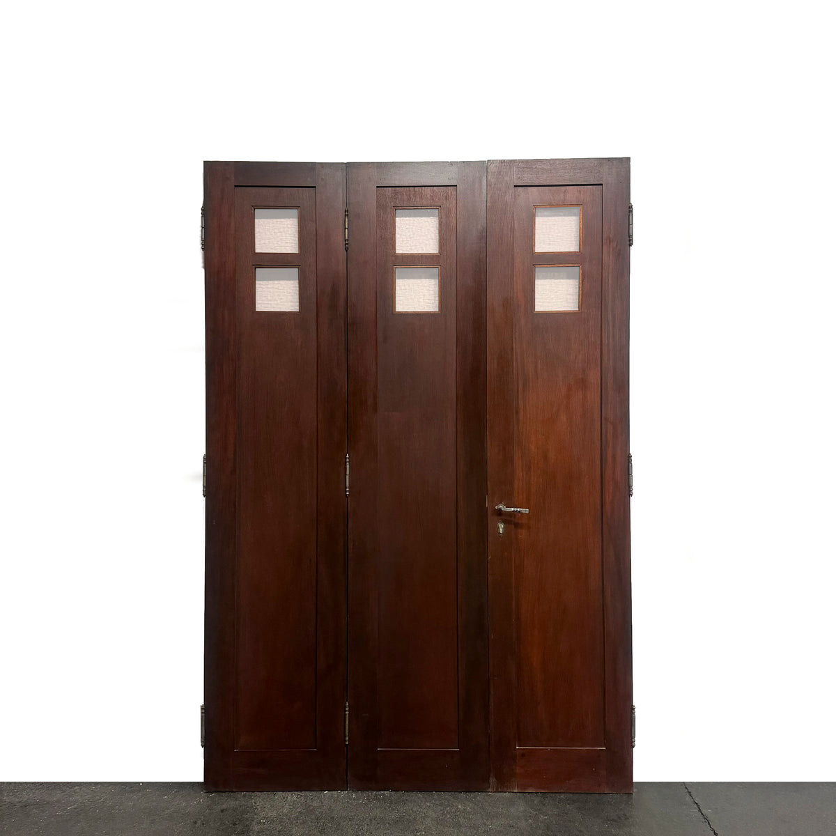 Antique Mahogany Glazed Tri-Fold Door - 235cm x 159cm | The Architectural Forum