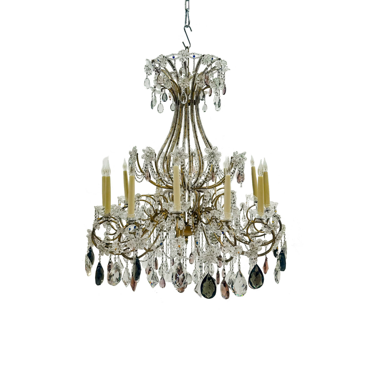 Reclaimed Antique Coloured Crystal Chandelier | 12 Arm | The Architectural Forum