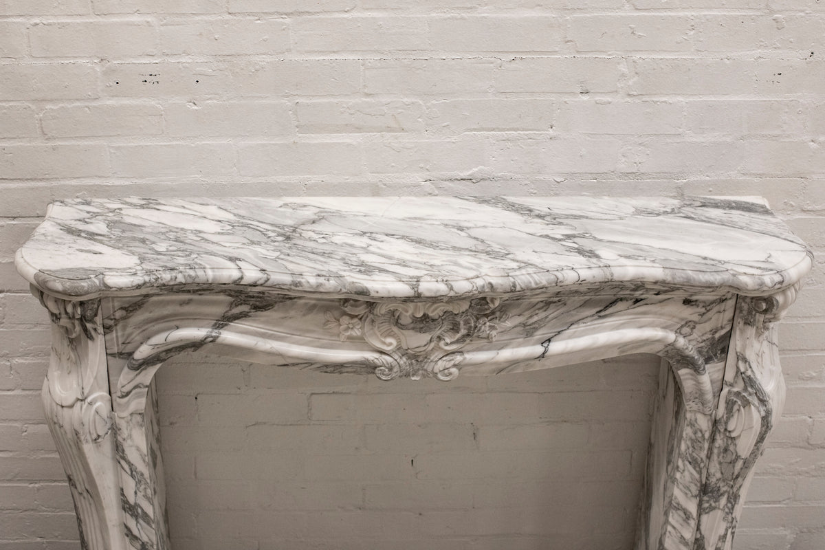 Reclaimed French Fireplace Surround in Arabescato Marble - Pair Available | The Architectural Forum