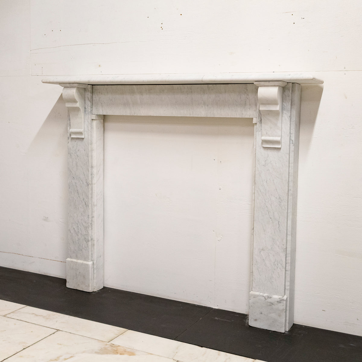 Antique Carrara Marble Corbel Fire Surround