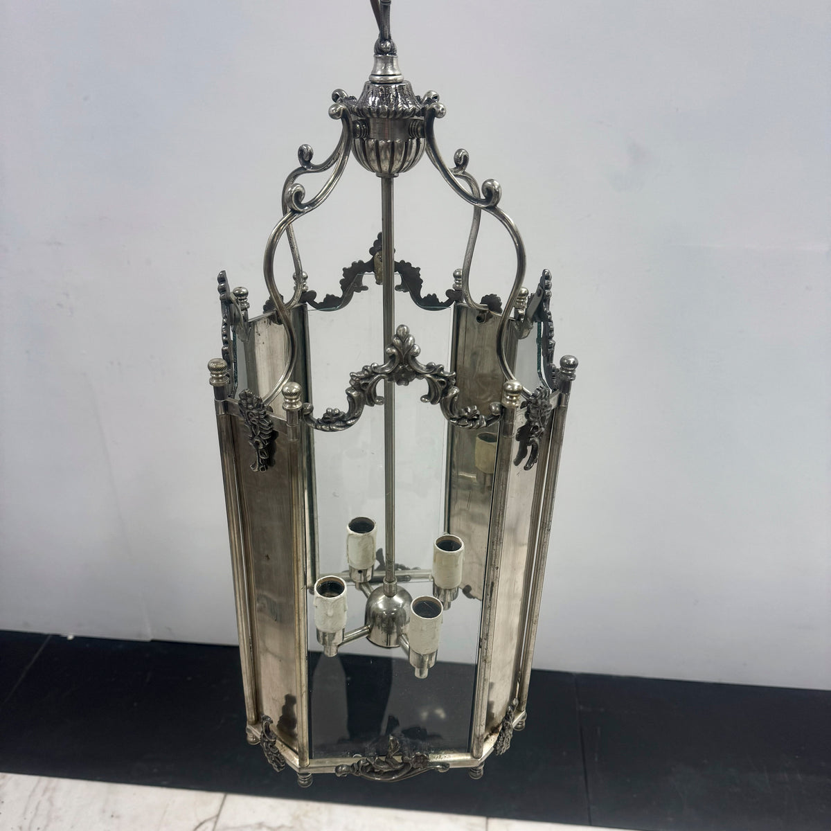 Reclaimed Nickel Plated Lantern Ceiling Light