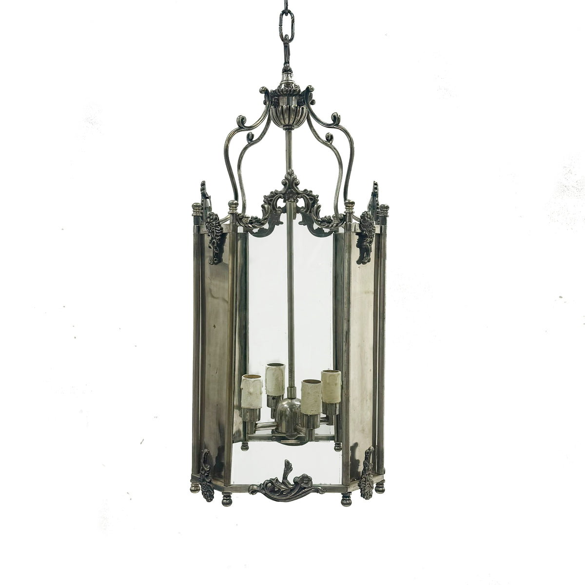 Reclaimed Nickel Plated Lantern Ceiling Light