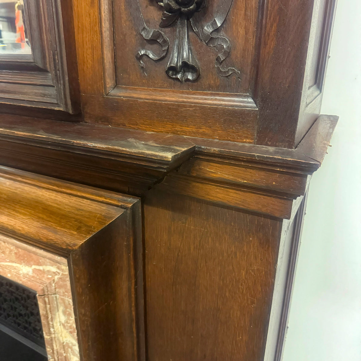 Antique Victorian Oak Fireplace Surround