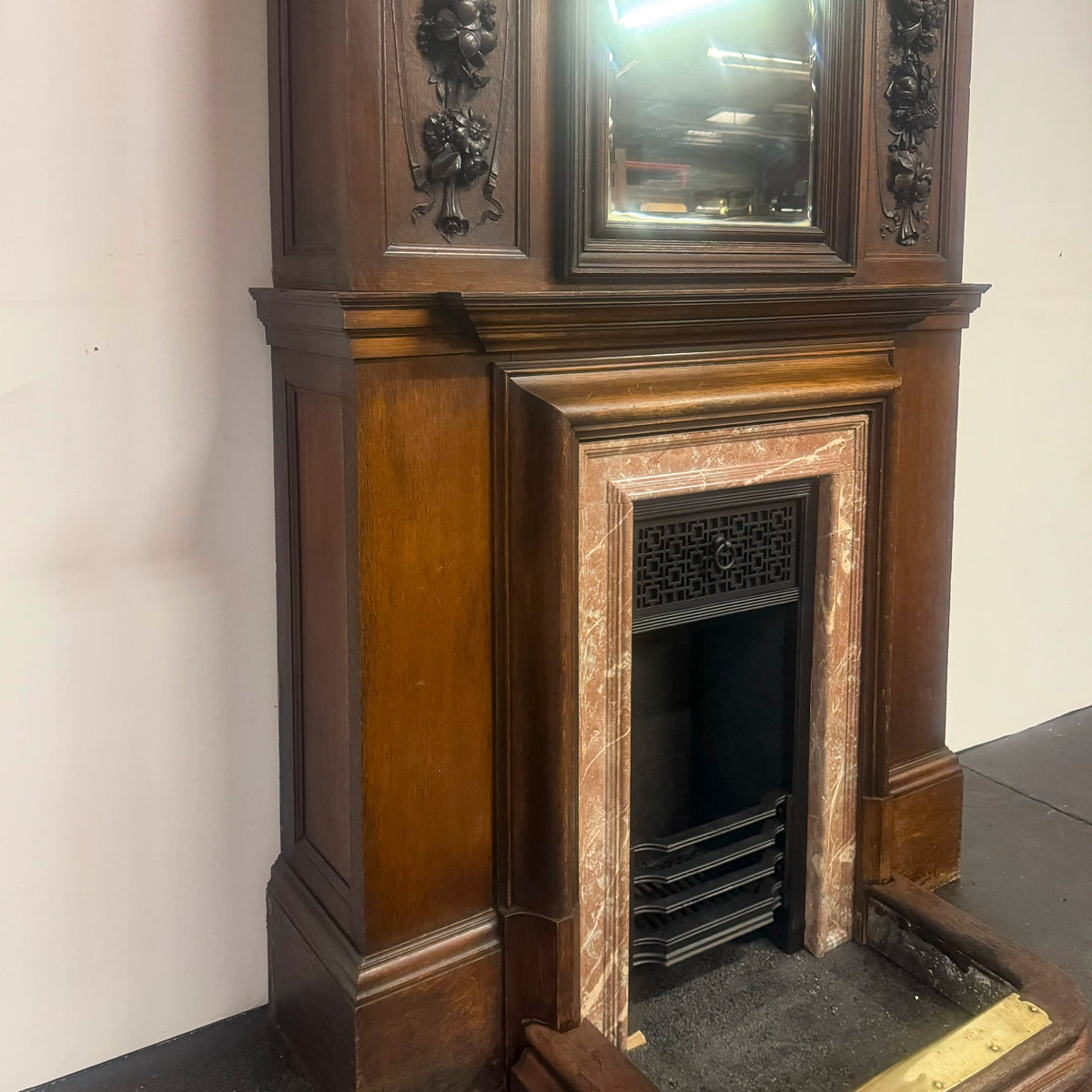 Antique Victorian Oak Fireplace Surround