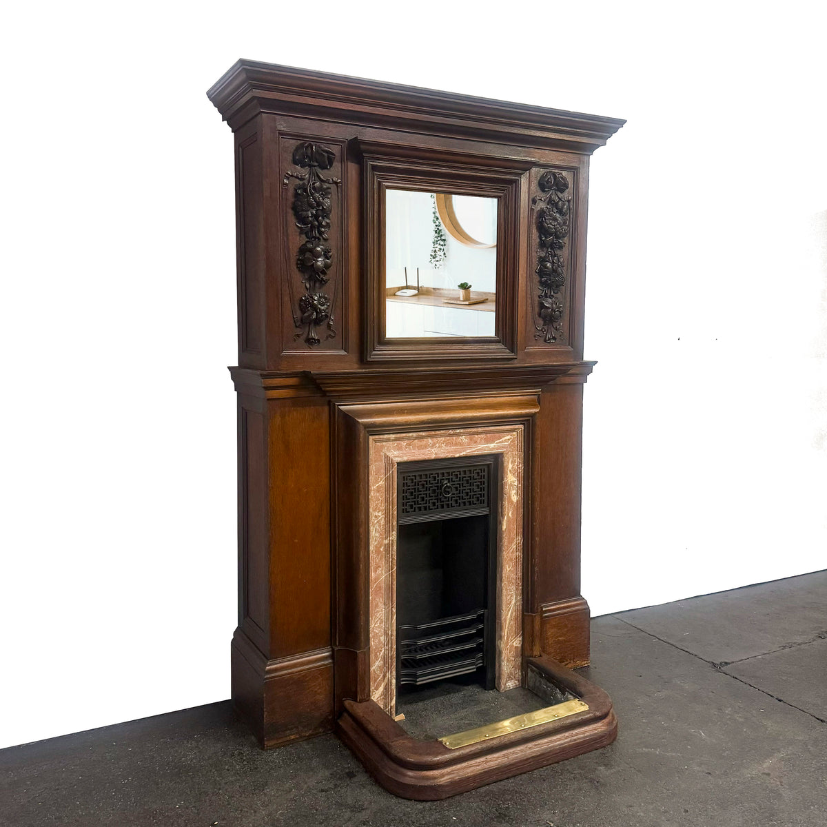 Antique Victorian Oak Fireplace Surround