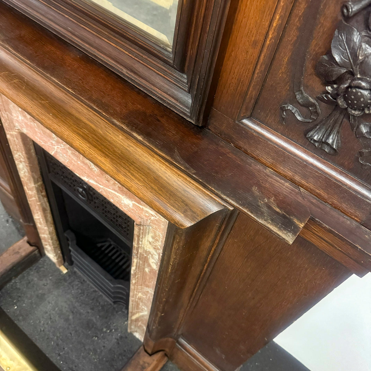 Antique Victorian Oak Fireplace Surround