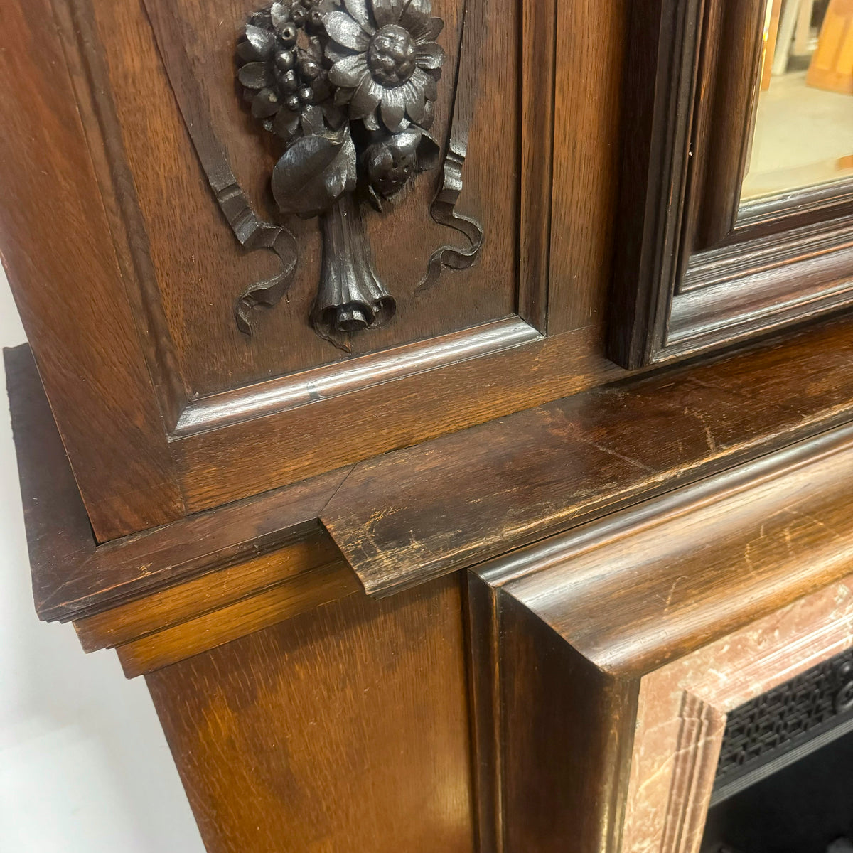 Antique Victorian Oak Fireplace Surround