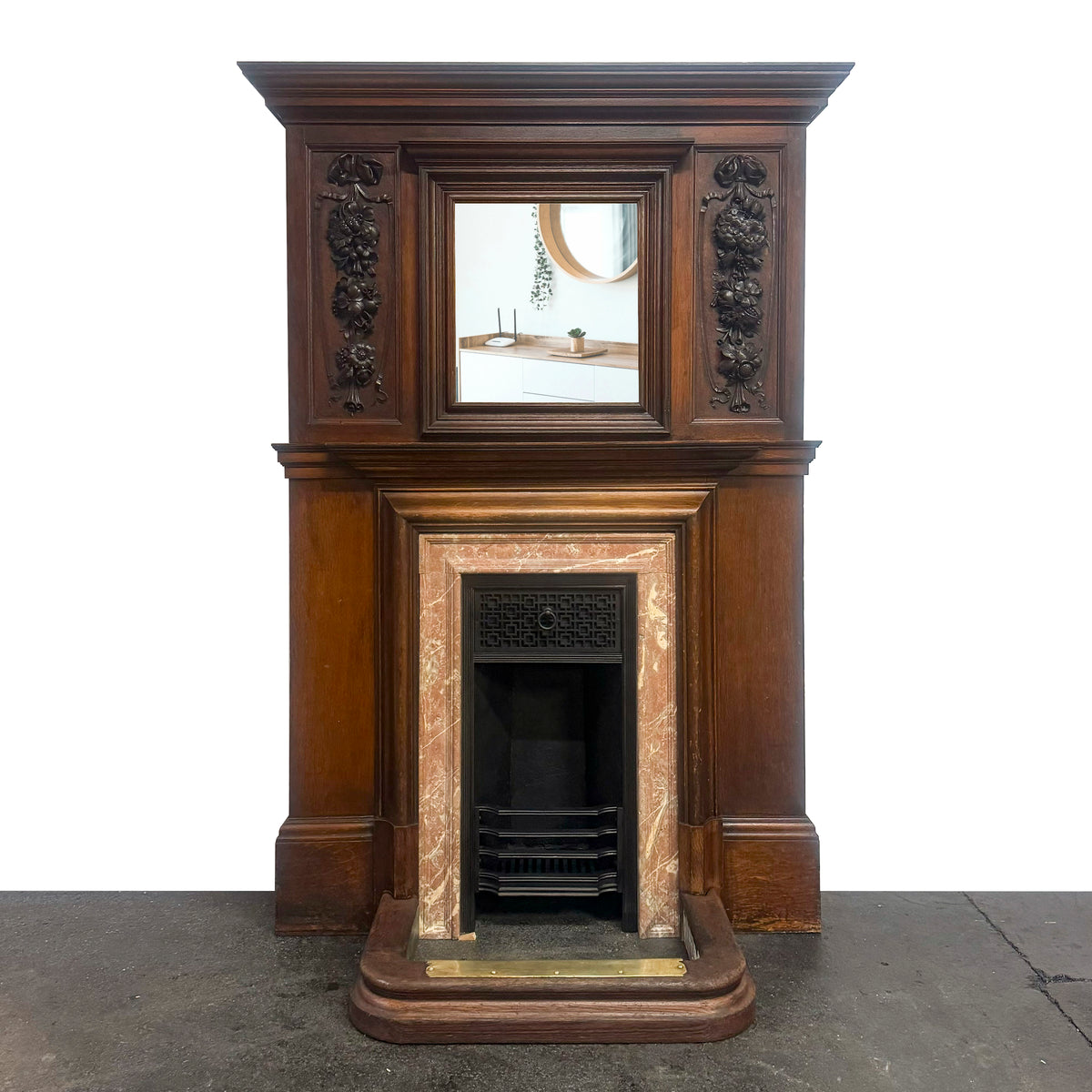 Antique Victorian Oak Fireplace Surround