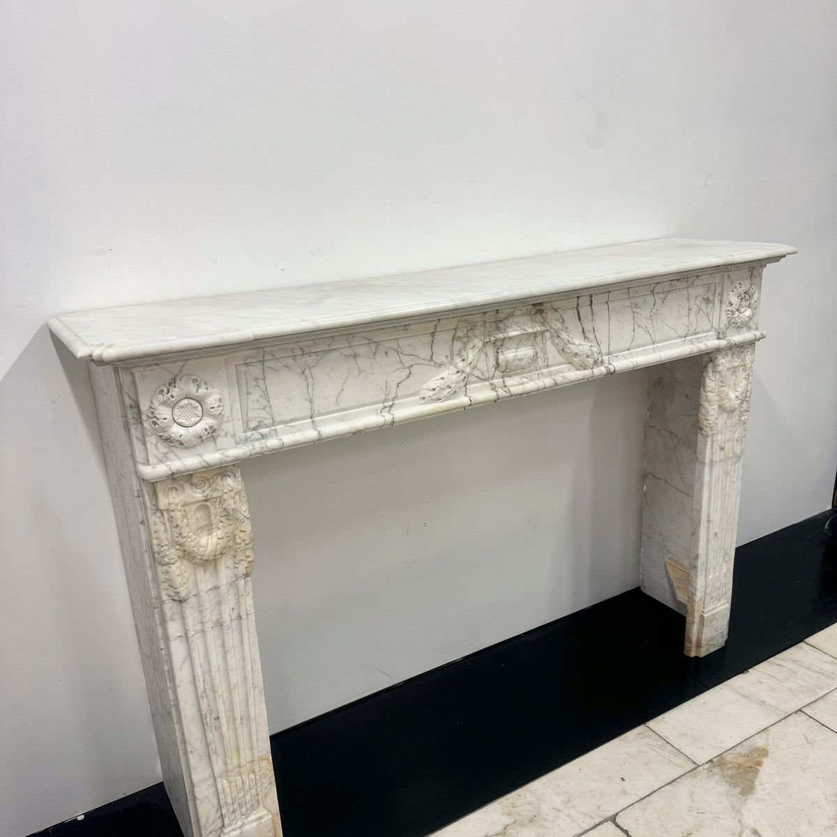 Antique Late 18th Century Carrara Marble Fireplace Surround | The Architectural Forum