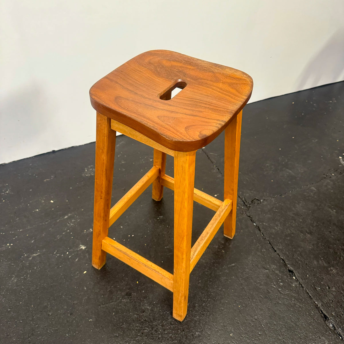 Reclaimed Teak and Beecham Wood Lab Stools | 50 Available | The Architectural Forum