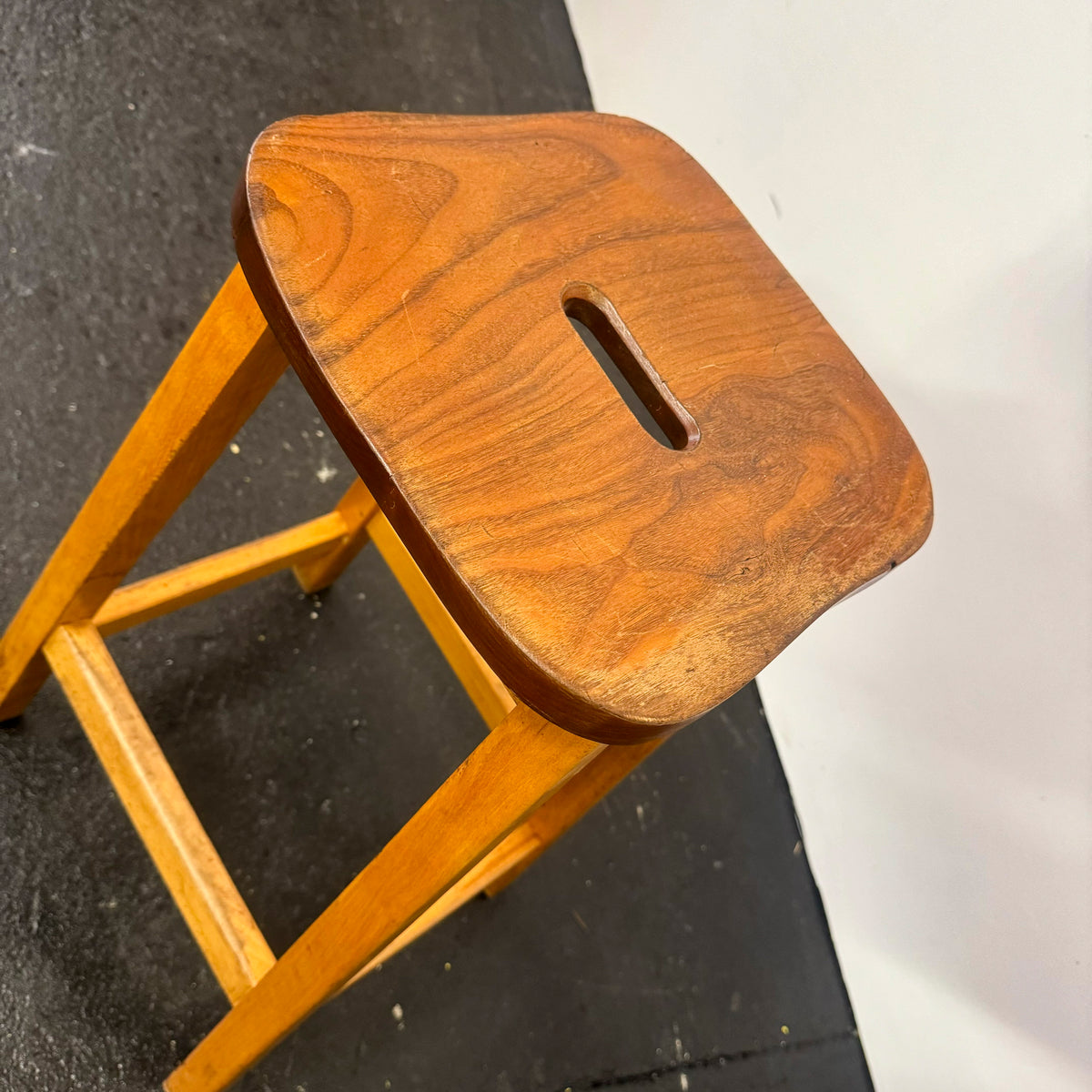 Reclaimed Teak and Beecham Wood Lab Stools | 50 Available | The Architectural Forum