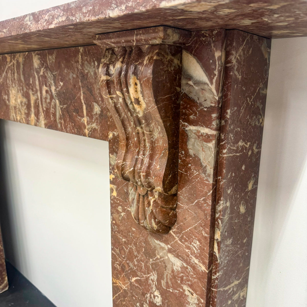 Antique Rose Royale Red Marble Fireplace Surround | Pair Available | The Architectural Forum