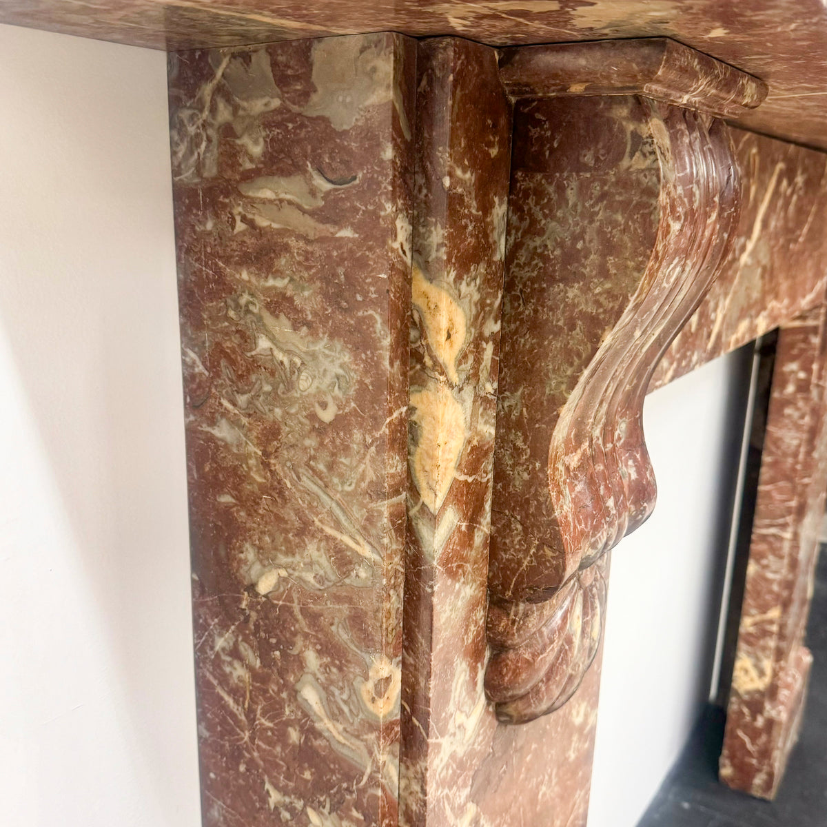 Antique Rose Royale Red Marble Fireplace Surround | Pair Available | The Architectural Forum