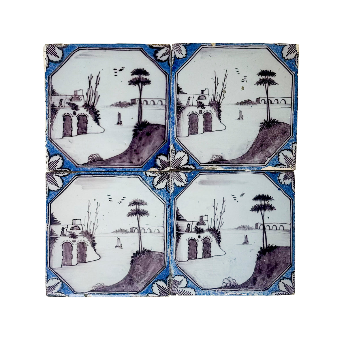 Antique Manganese Blue Dutch Delft Tiles | The Architectural Forum