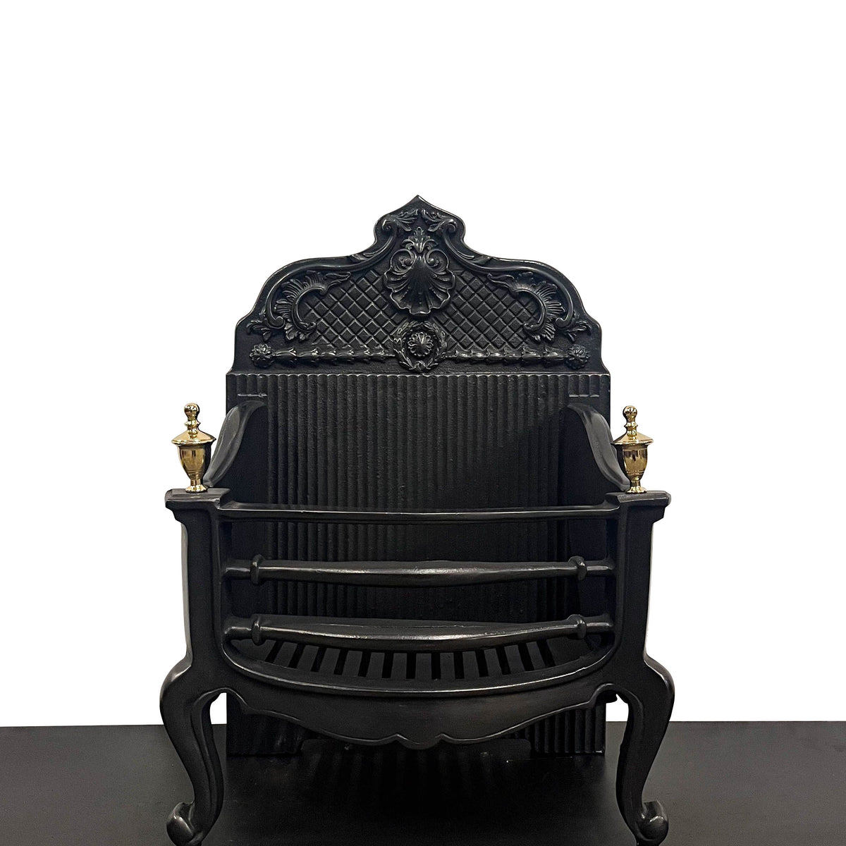 Reclaimed Cast Iron Fire Basket with Finials | The Architectural Forum