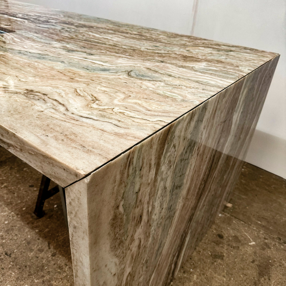 Brown and Green Marble Kitchen Island with Sink | The Architectural Forum