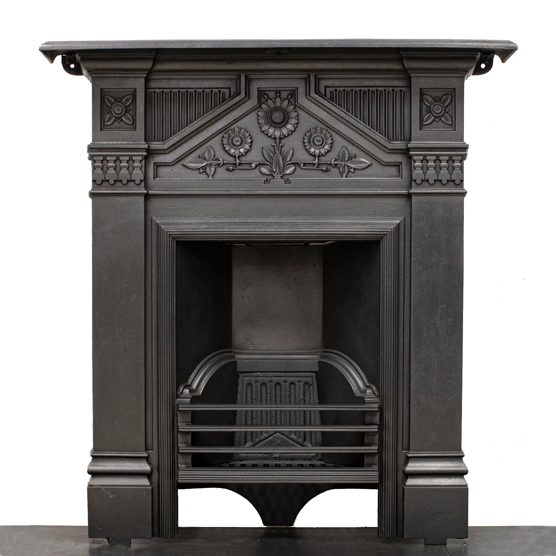 Antique Cast Iron Combination Fireplace With Sunflowers | The Architectural Forum