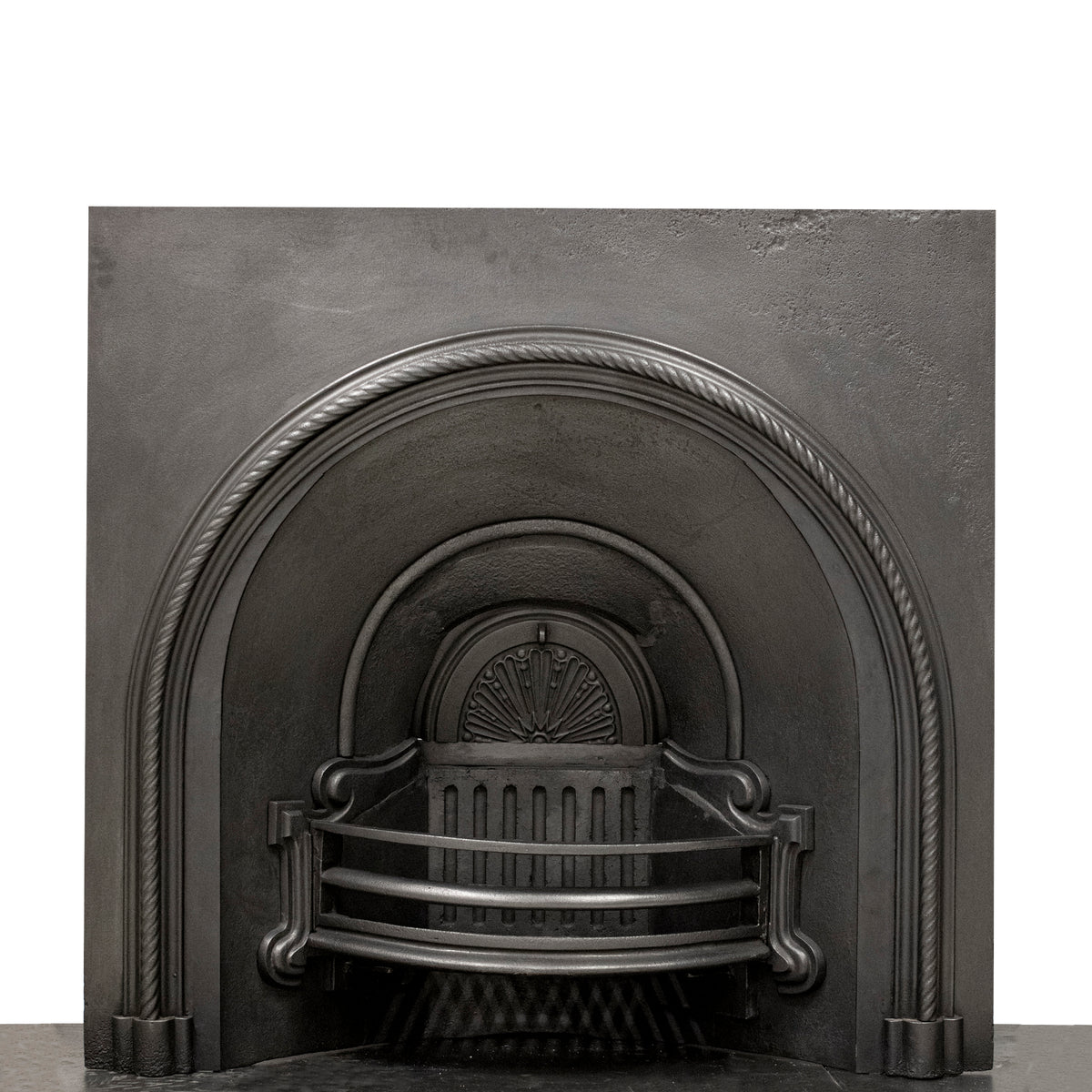 Antique Victorian Cast Iron Rope Detail Arched Fireplace Insert | The Architectural Forum