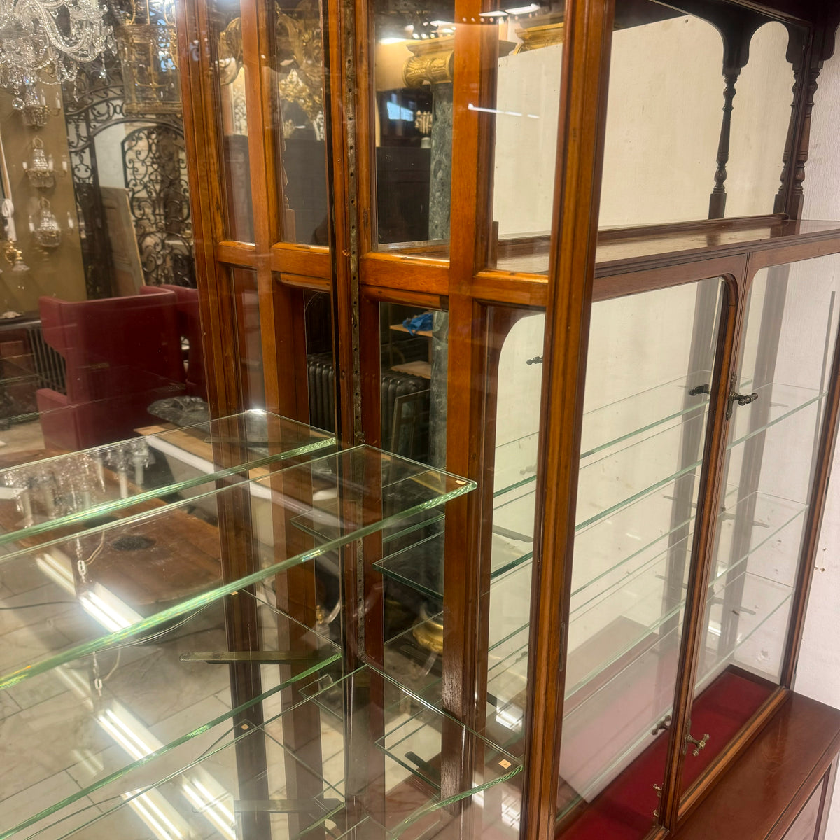 Antique Edwardian Mirrored Shop Display Cabinet