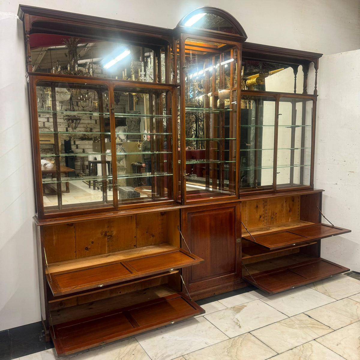 Antique Edwardian Mirrored Shop Display Cabinet