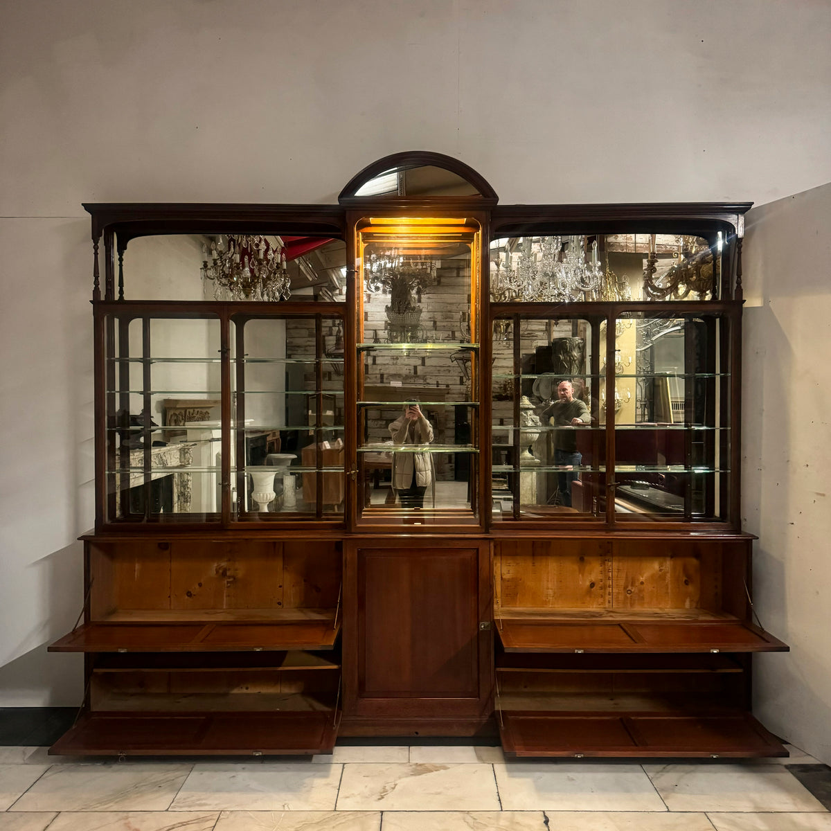 Antique Edwardian Mirrored Shop Display Cabinet