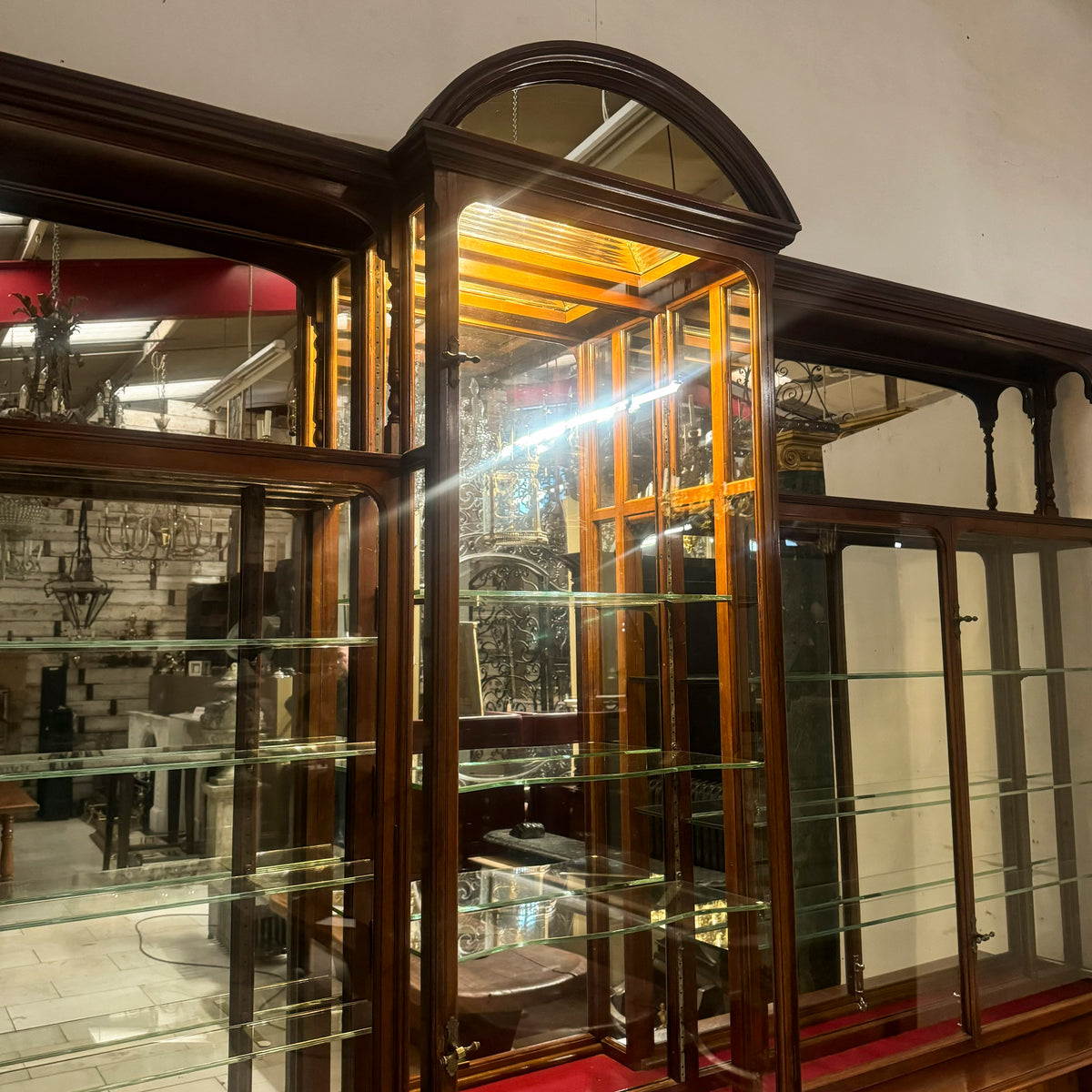 Antique Edwardian Mirrored Shop Display Cabinet