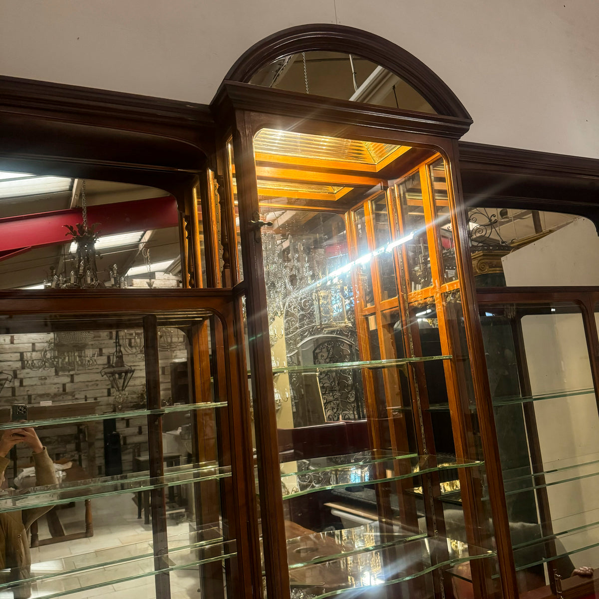 Antique Edwardian Mirrored Shop Display Cabinet