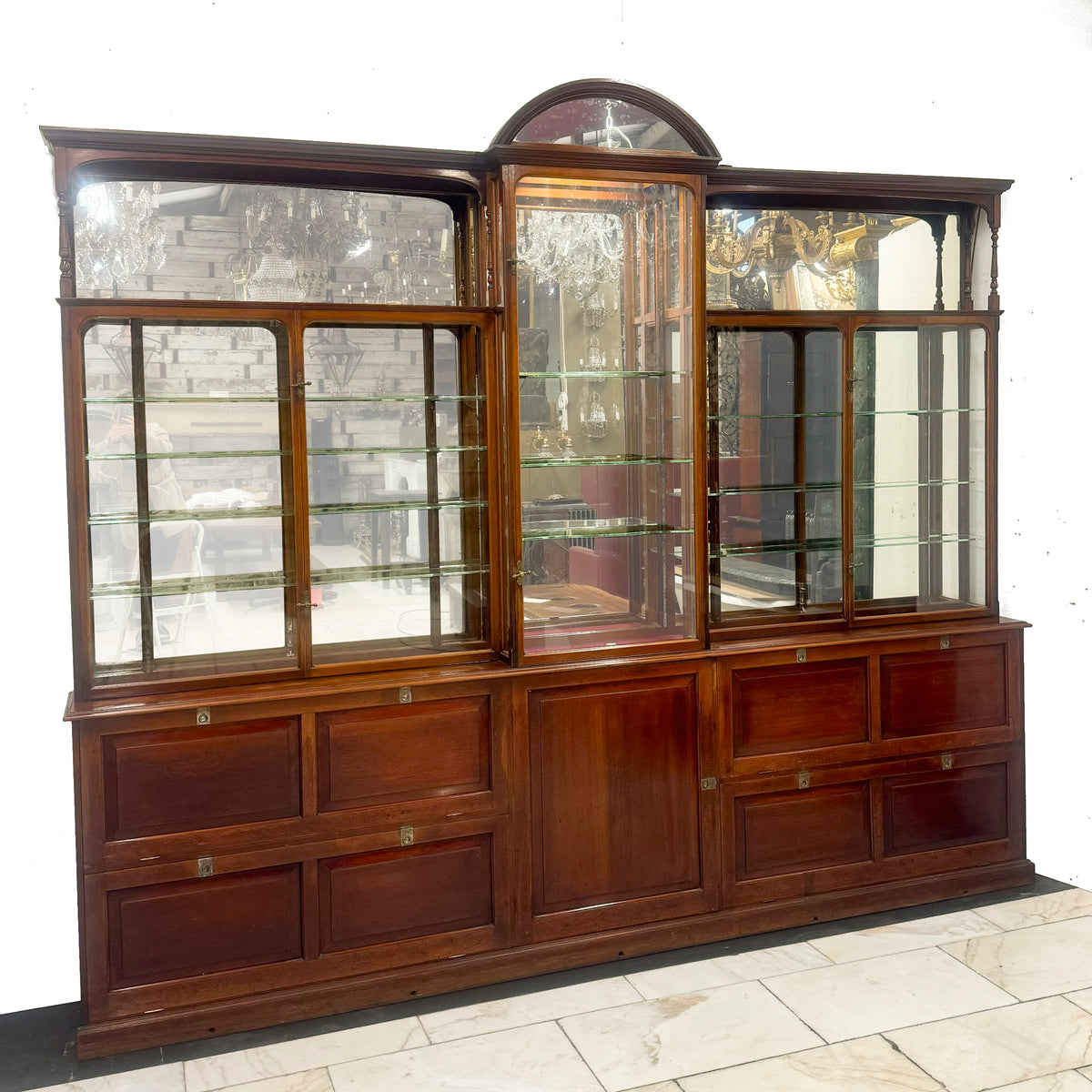 Antique Edwardian Mirrored Shop Display Cabinet