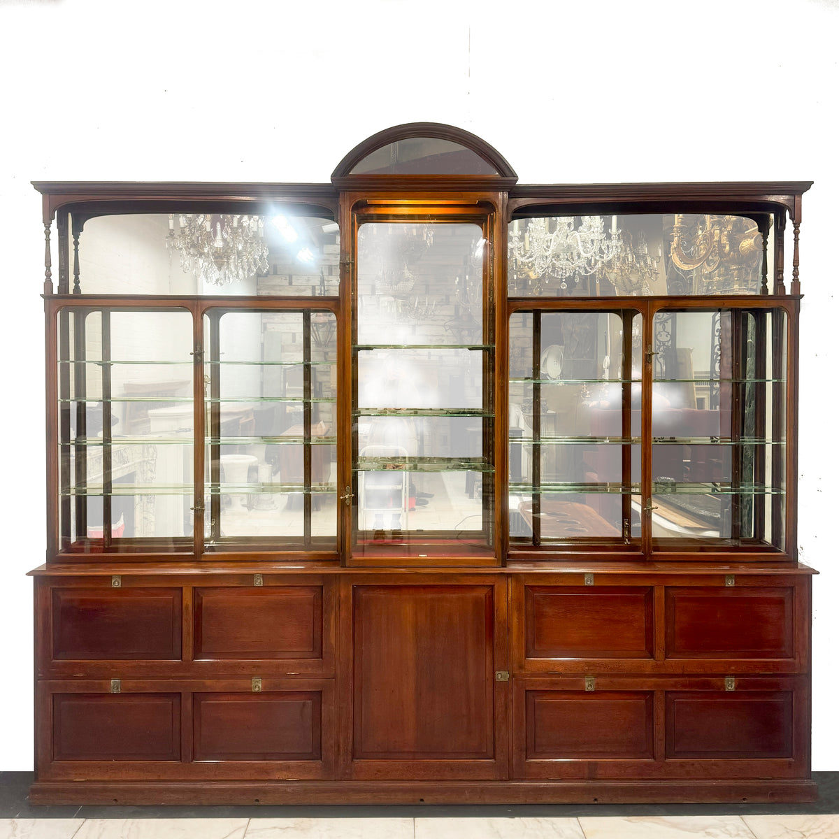 Antique Edwardian Mirrored Shop Display Cabinet