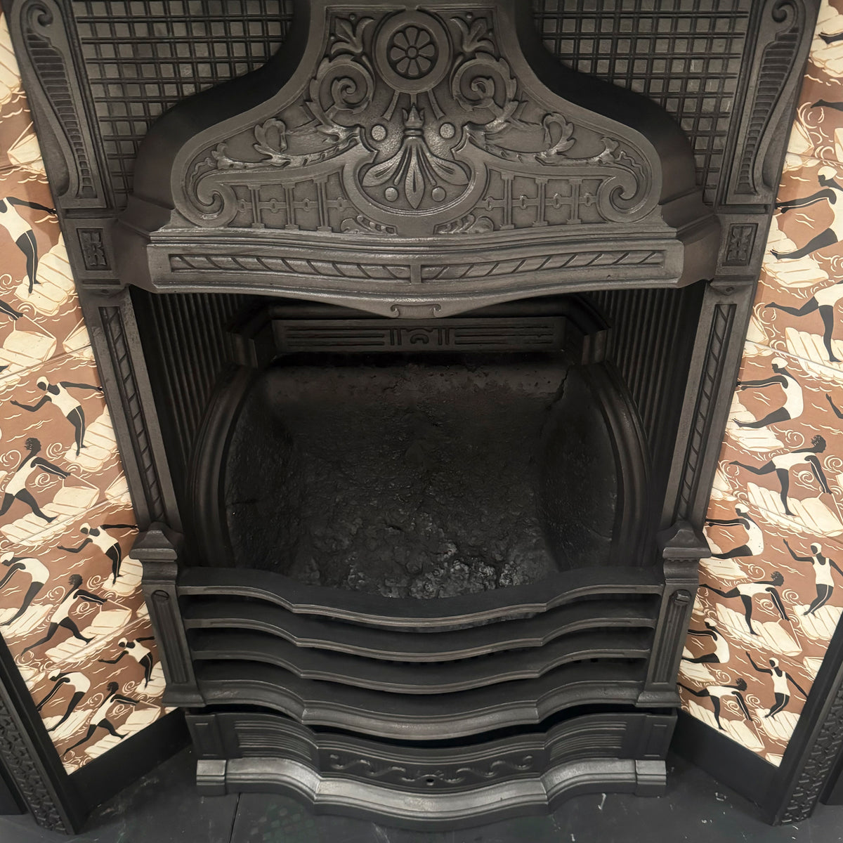 Antique Victorian Tiled Cast Iron Fireplace Insert | The Architectural Forum