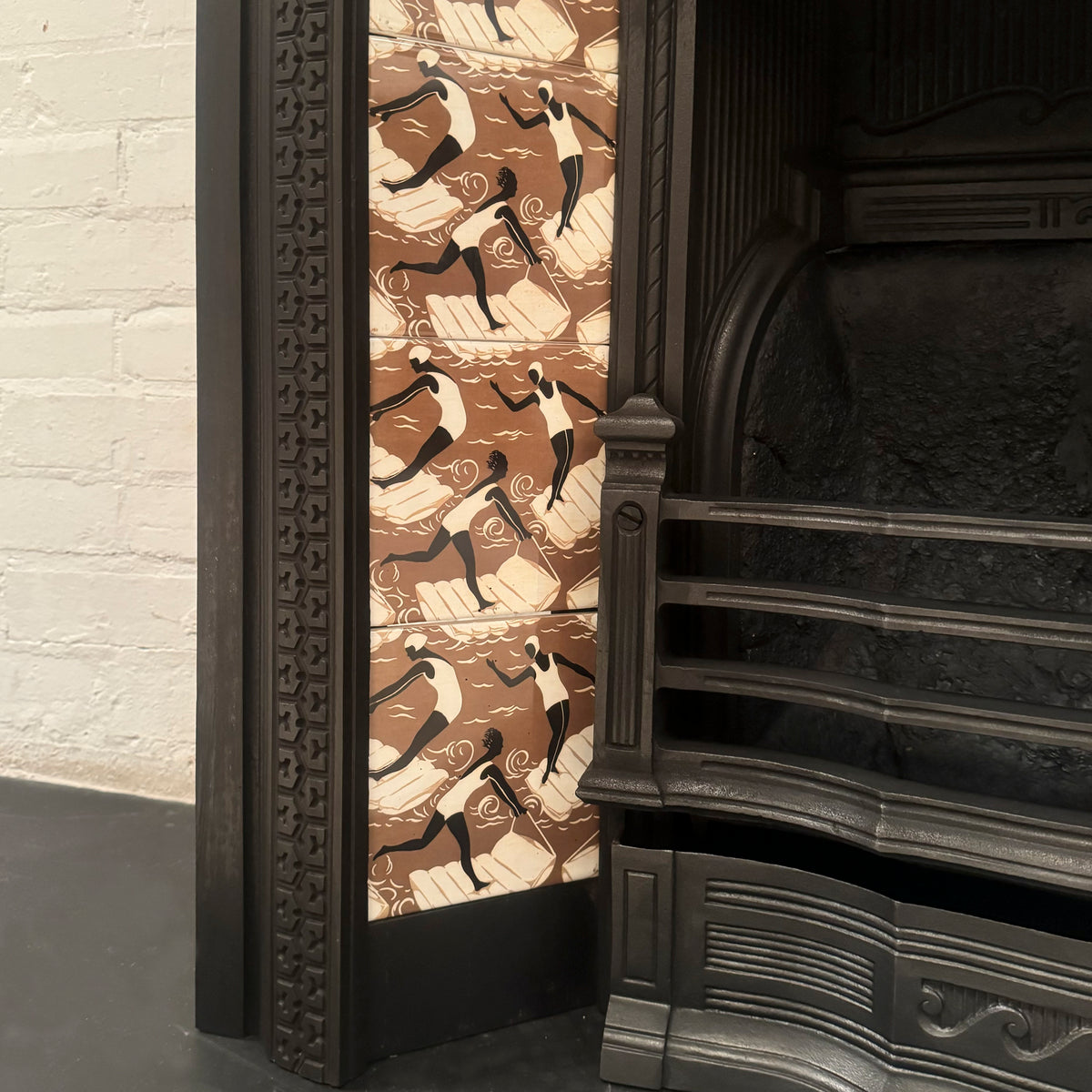 Antique Victorian Tiled Cast Iron Fireplace Insert | The Architectural Forum