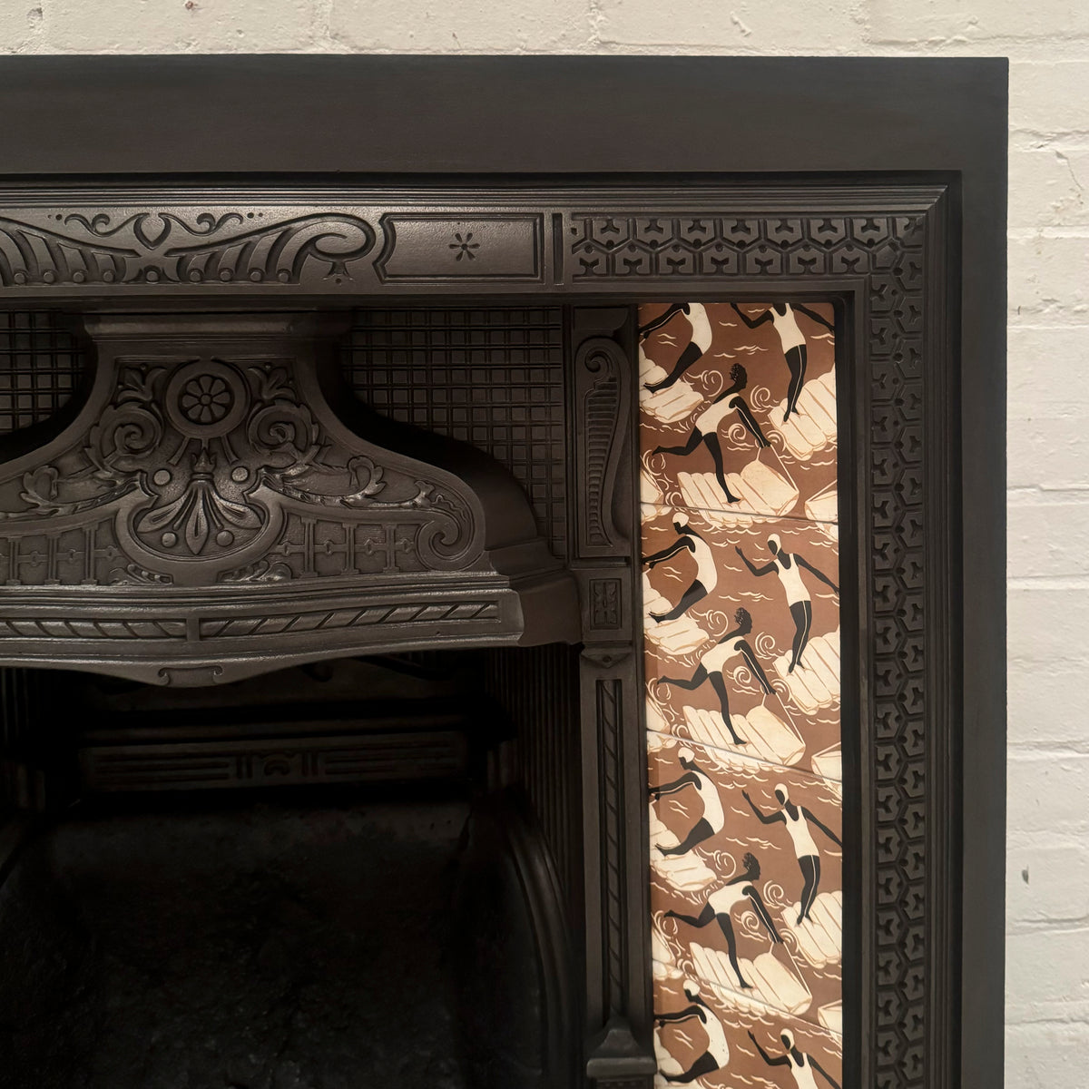 Antique Victorian Tiled Cast Iron Fireplace Insert | The Architectural Forum