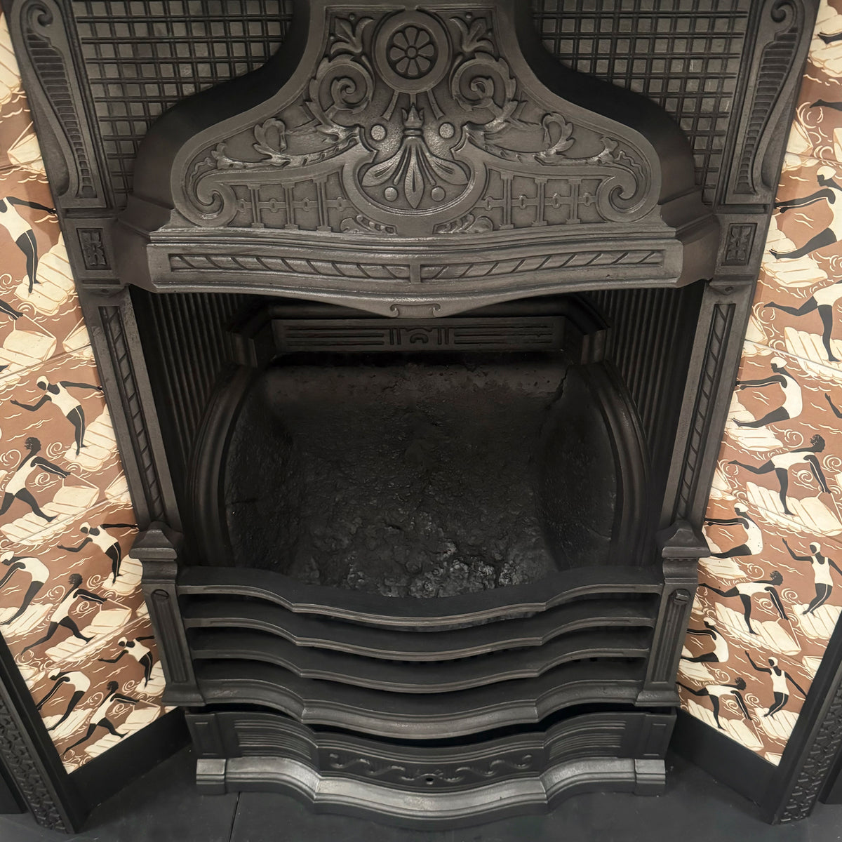 Antique Victorian Tiled Cast Iron Fireplace Insert | The Architectural Forum