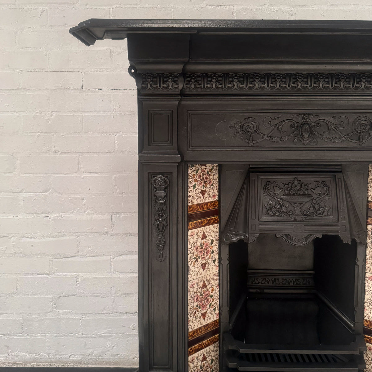 Antique Victorian Cast Iron Tiled Combination Fireplace | The Architectural Forum