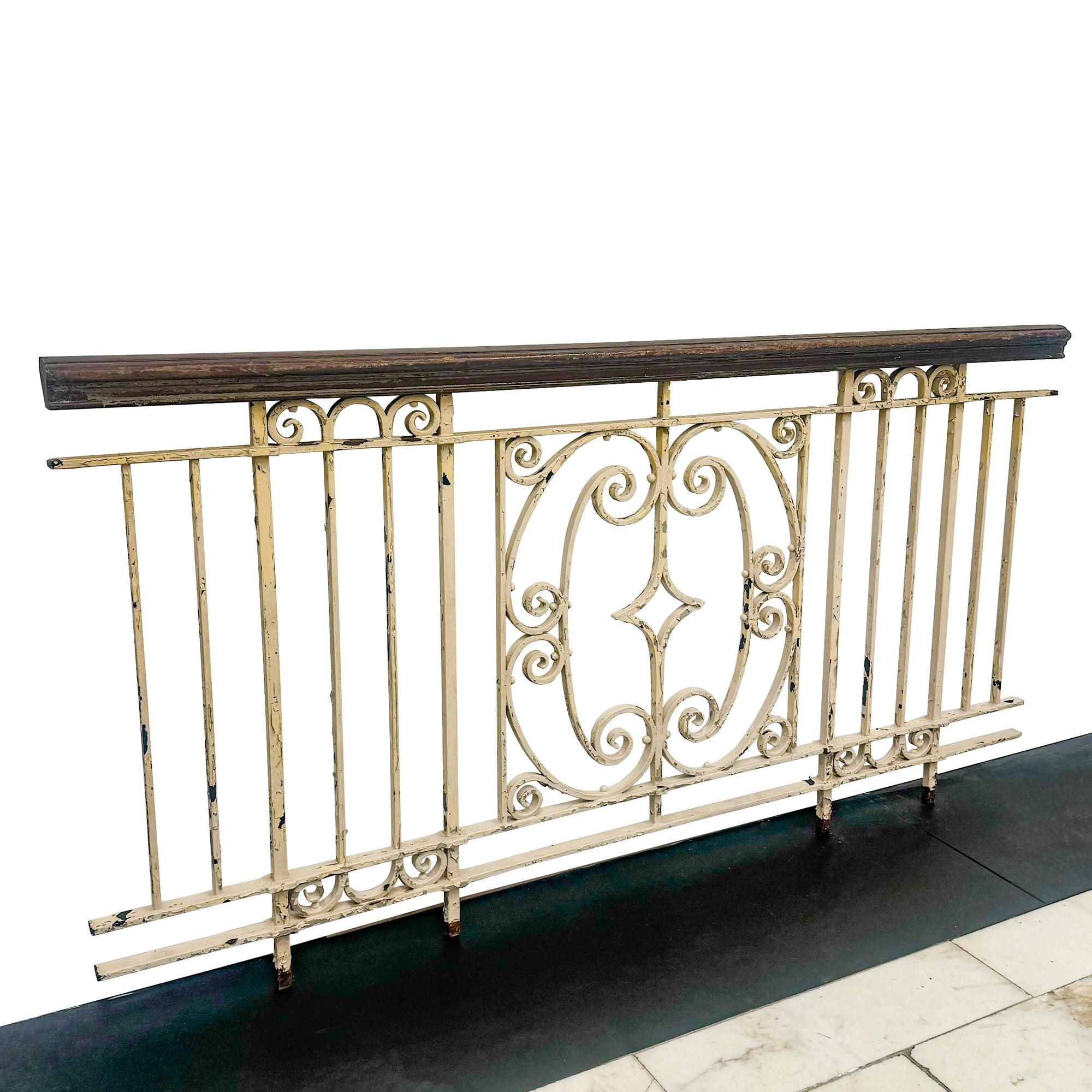 Reclaimed Wrought Iron Railing with Mahogany Hand Rail - 10m in Length | The Architectural Forum