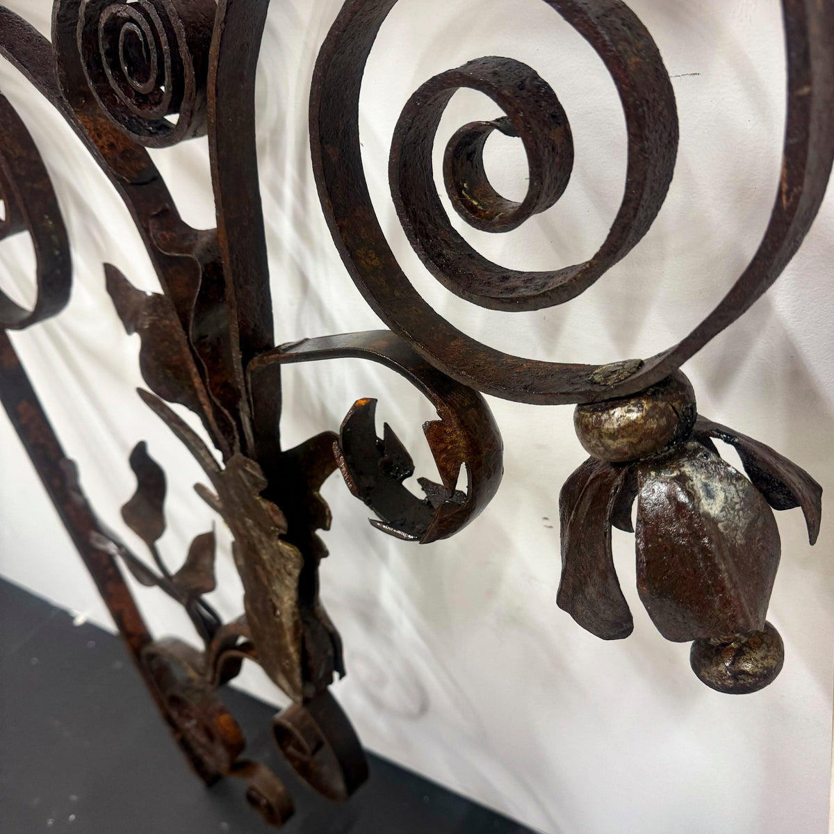 Pair of Antique Wrought Iron Swirling Floral Brackets | The Architectural Forum