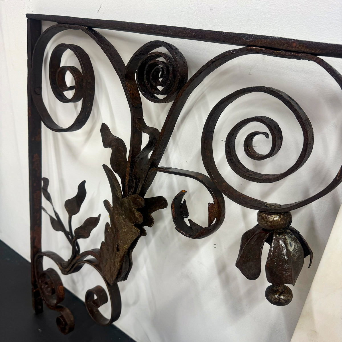 Pair of Antique Wrought Iron Swirling Floral Brackets | The Architectural Forum